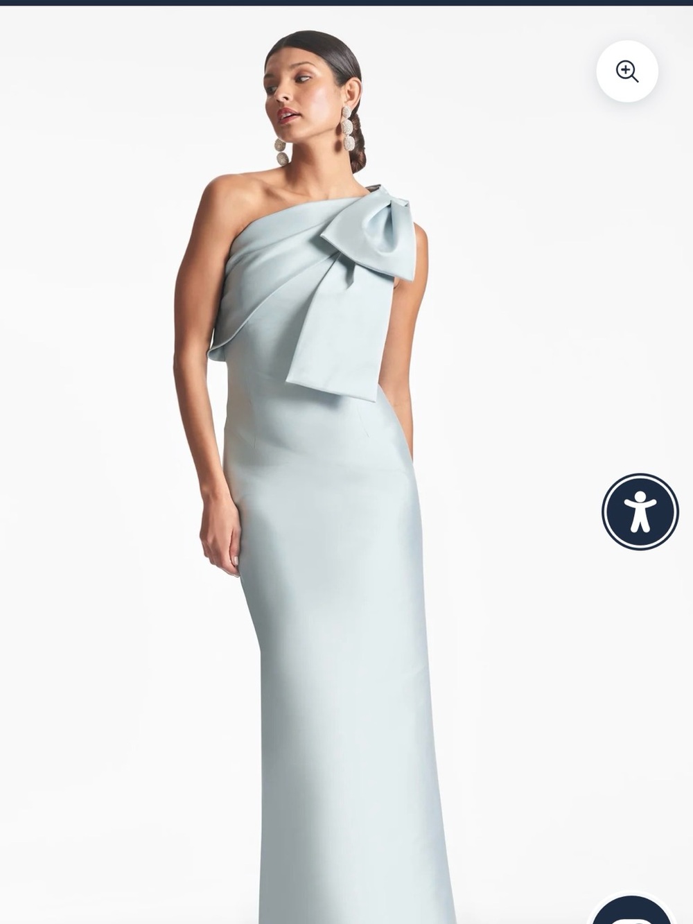 Sachin + Babi One-Shoulder Pale Blue Bow Gown